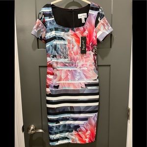 Joseph Ribkoff 6 NWT bodycon gray pink floral